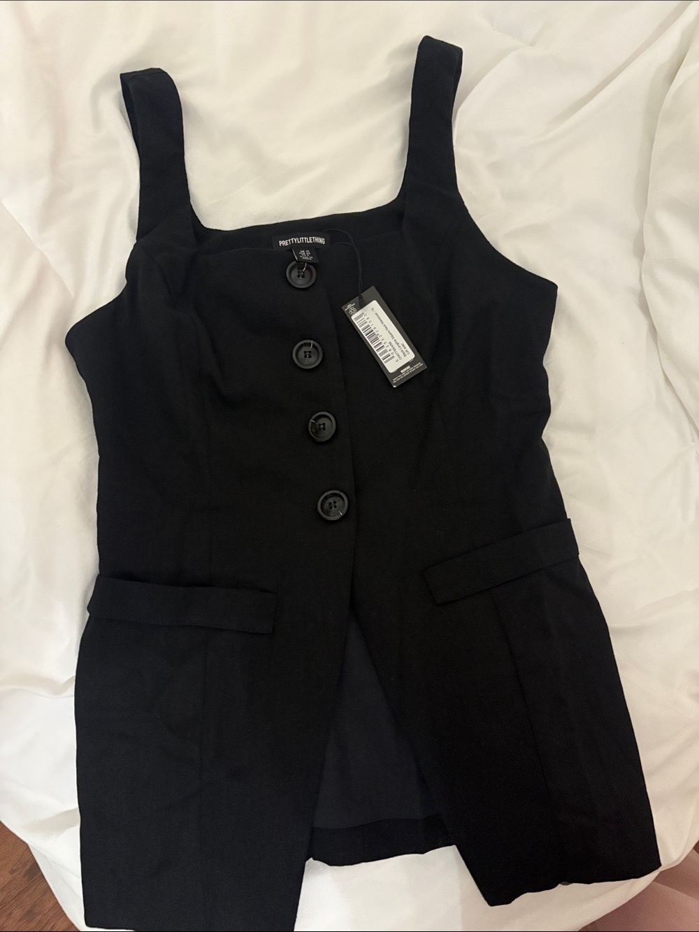 Sleeveless Black Button-Front